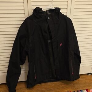Women's XL Black Frogg Togg Raincoat with Pink Accents